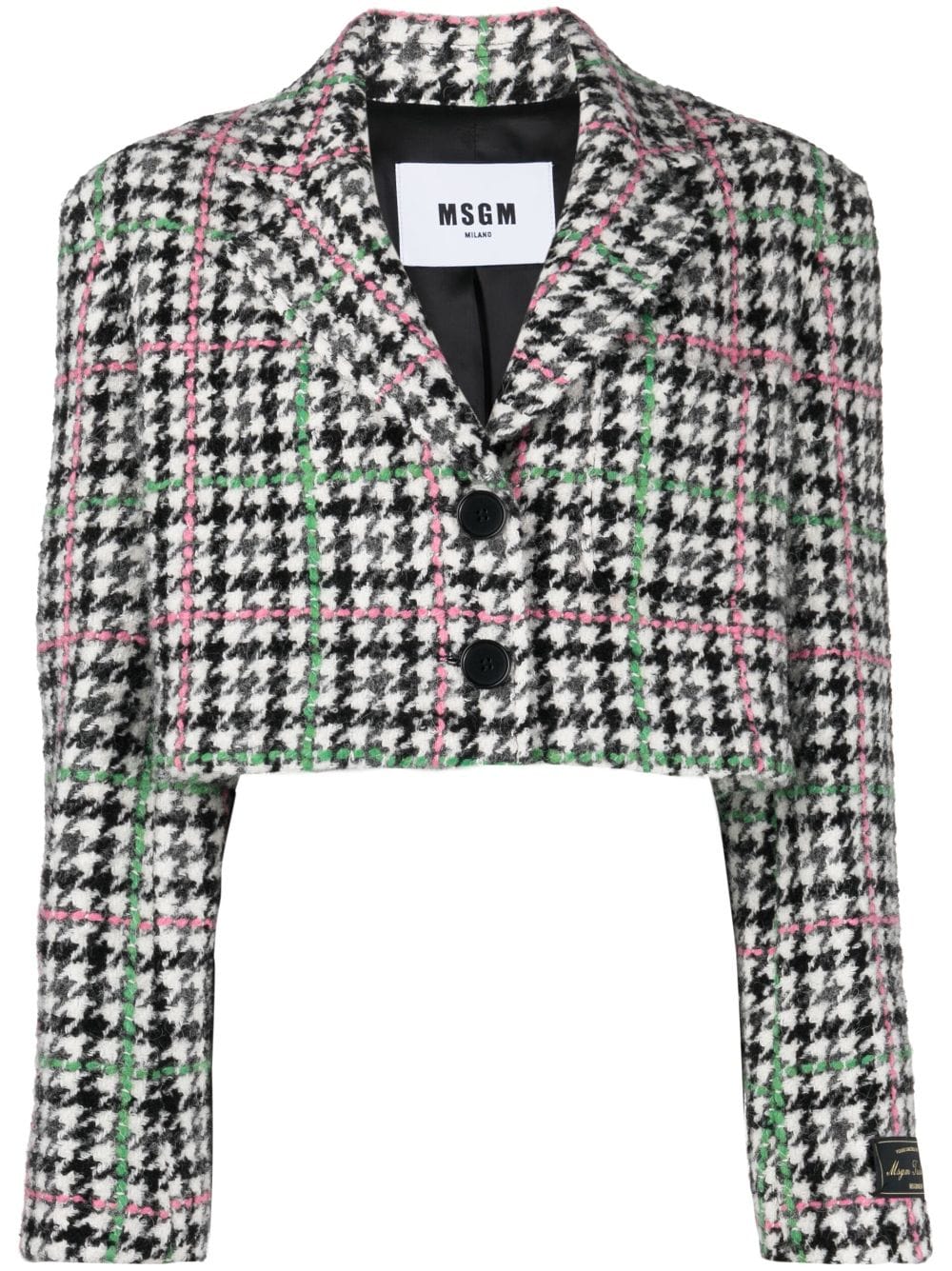 MSGM cropped houndstooth single-breasted blazer - White von MSGM