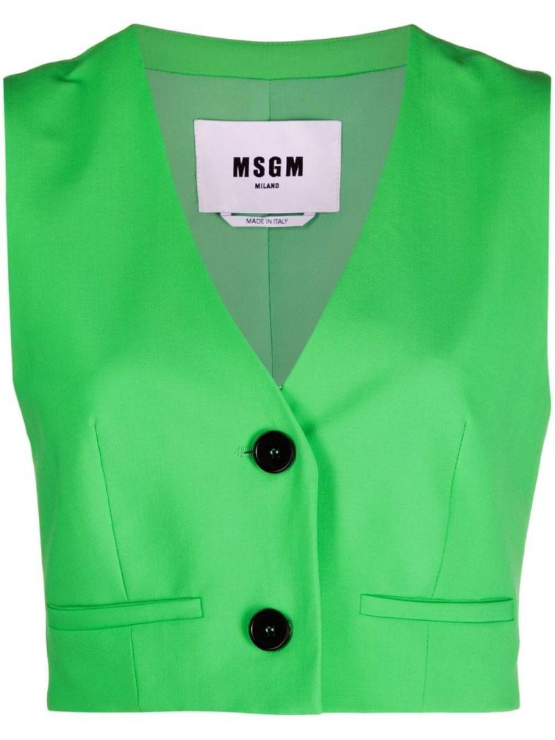 MSGM cropped virgin wool waistcoat - Green von MSGM