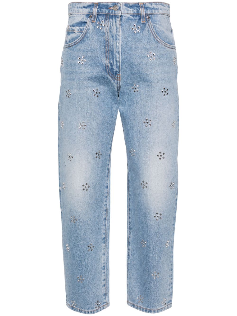 MSGM crystal-embellished mid-rise cropped jeans - Blue von MSGM