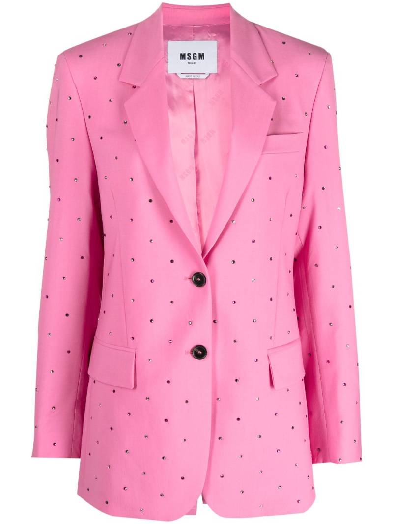 MSGM crystal-embellished single-breasted blazer - Pink von MSGM