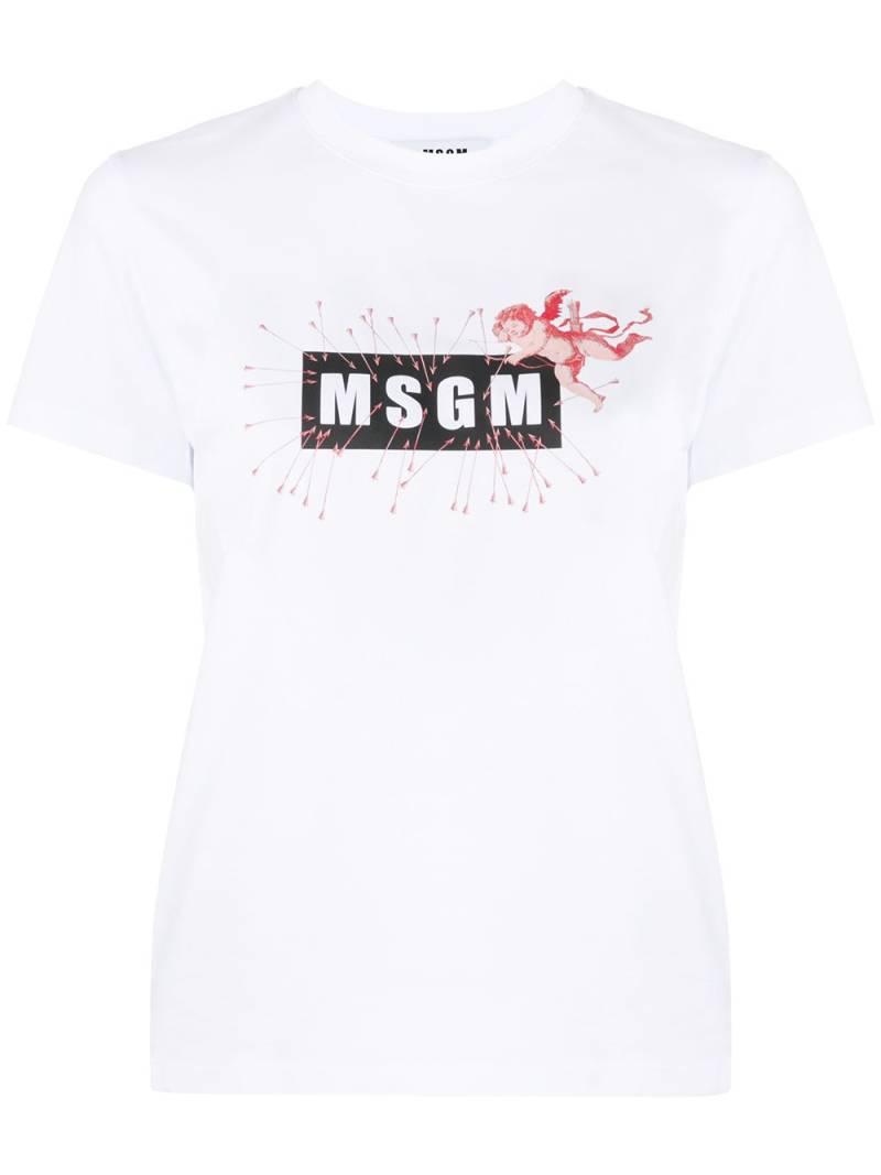 MSGM cupid logo print T-shirt - White von MSGM