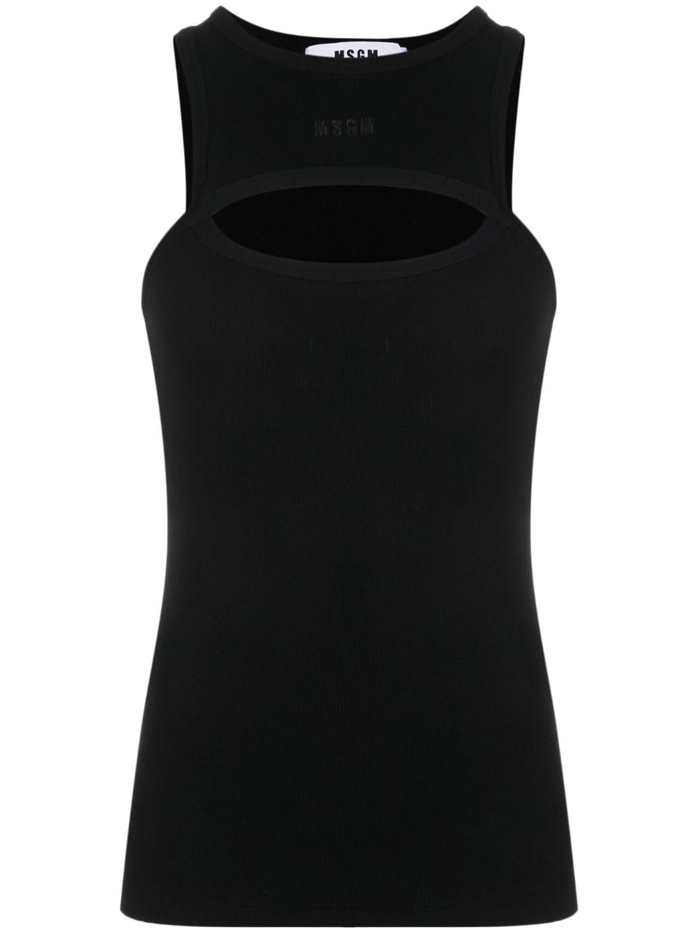 MSGM cut-out fine-ribbed tank top - Black von MSGM