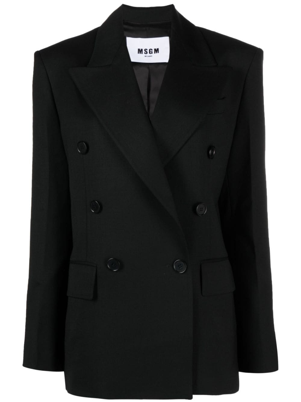 MSGM double-breasted virgin wool blend blazer - Black von MSGM