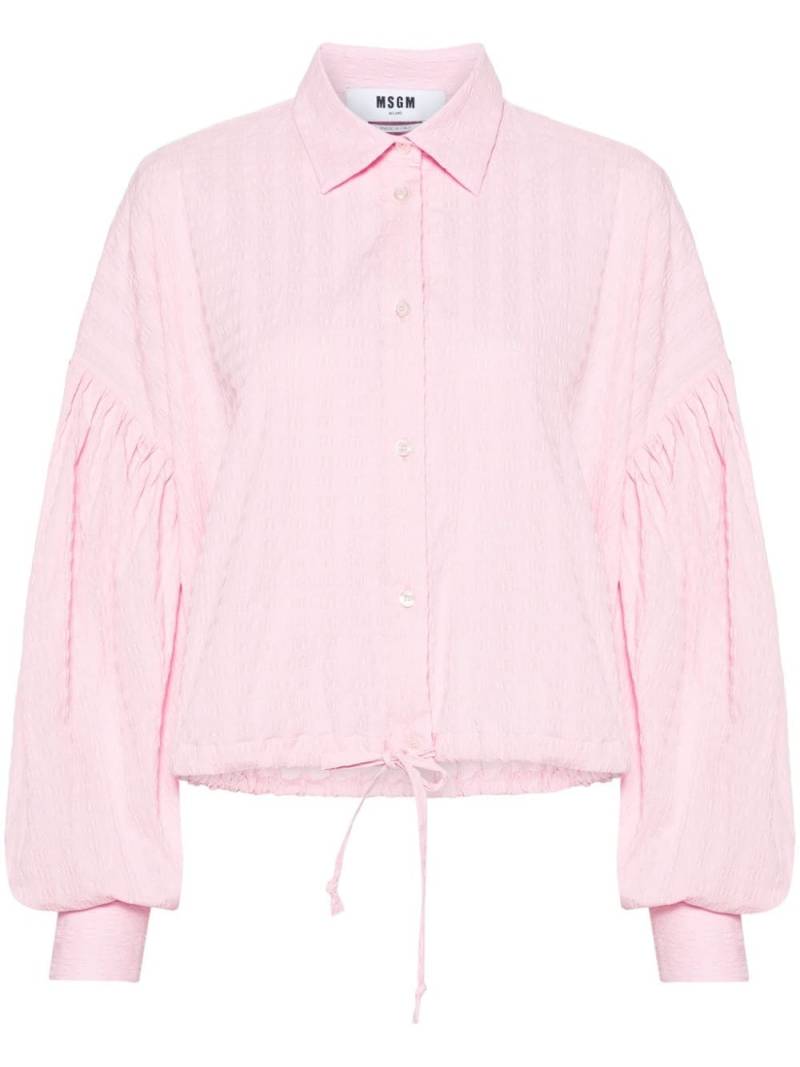 MSGM drawstring-hem seersucker shirt - Pink von MSGM