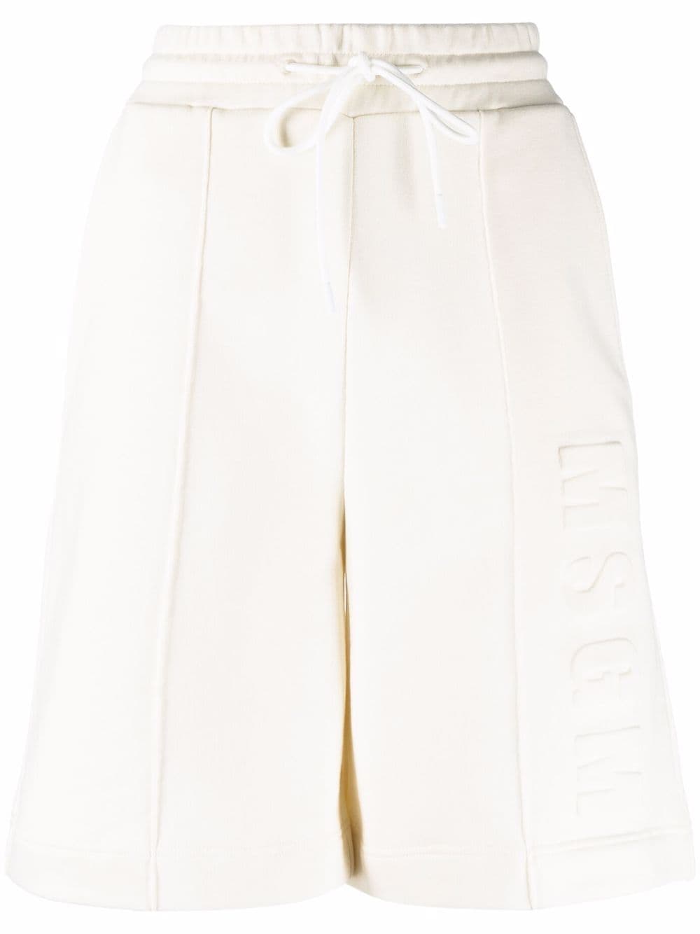 MSGM embossed logo piped-trim shorts - Neutrals von MSGM