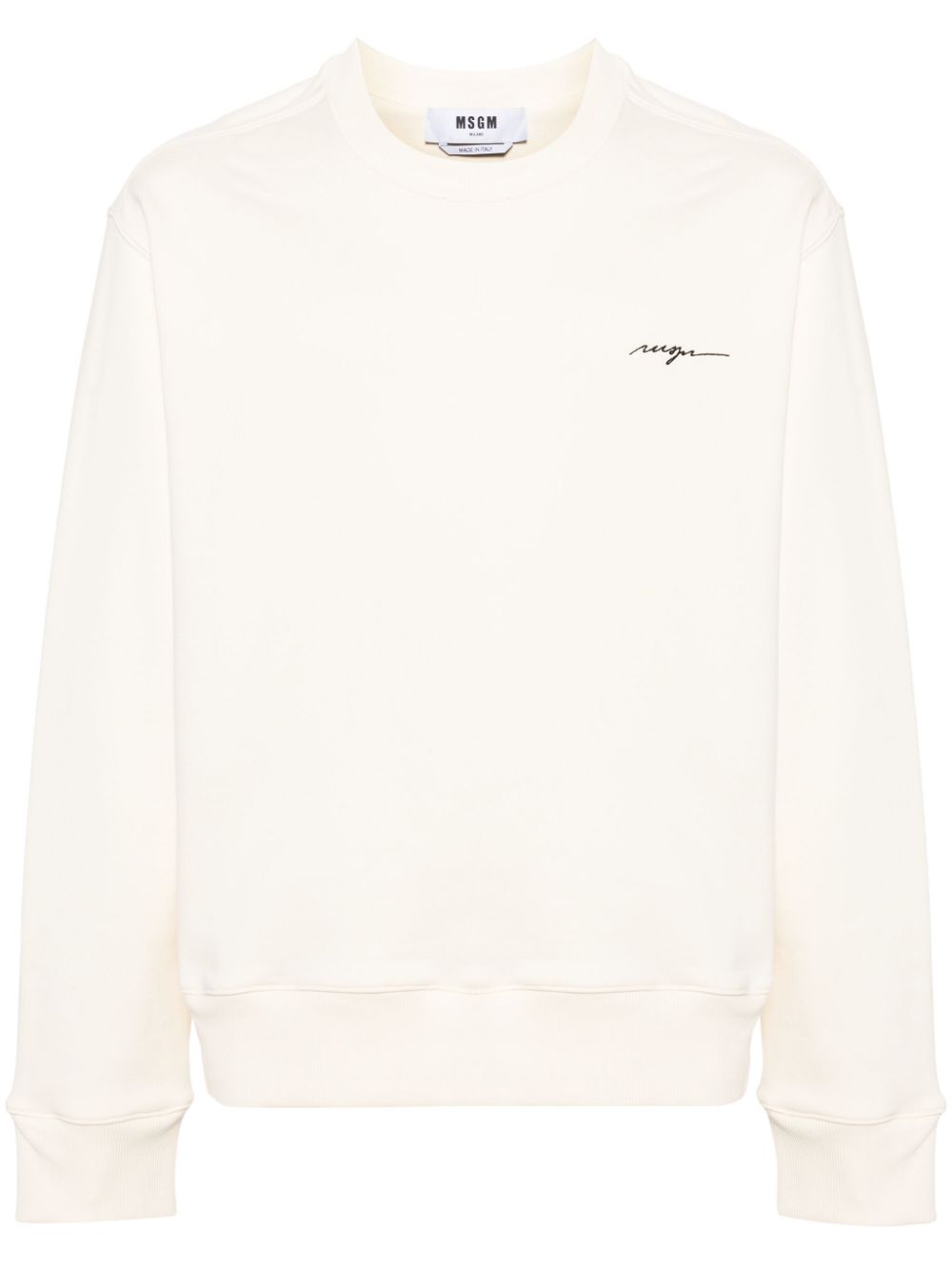 MSGM embroidered-logo cotton sweatshirt - Neutrals von MSGM