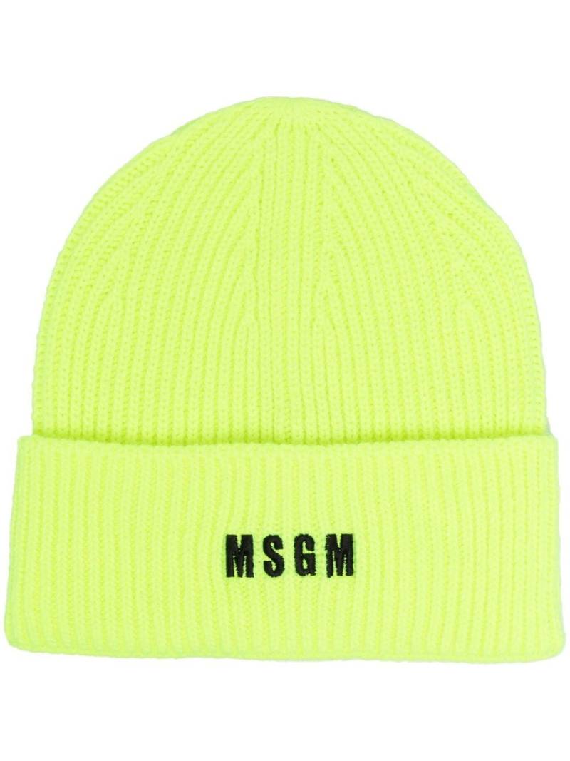 MSGM embroidered logo knitted beanie - Yellow von MSGM