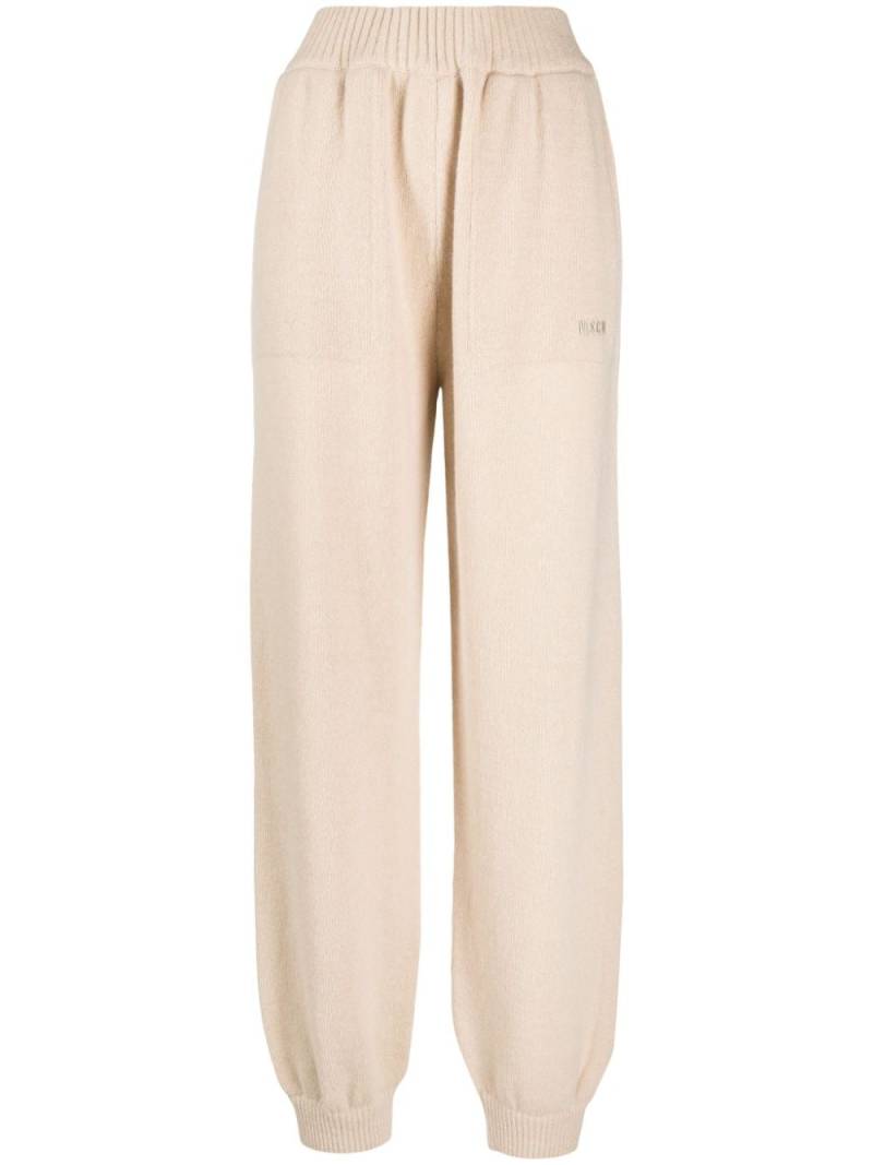 MSGM embroidered-logo knitted track pants - Neutrals von MSGM