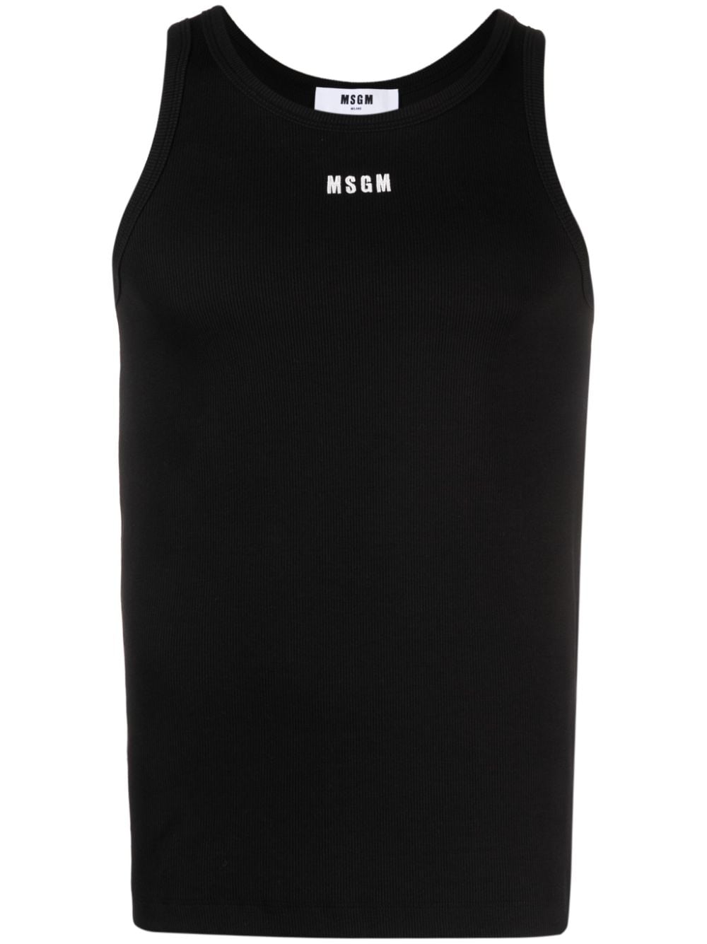 MSGM embroidered-logo ribbed tank top - Black von MSGM