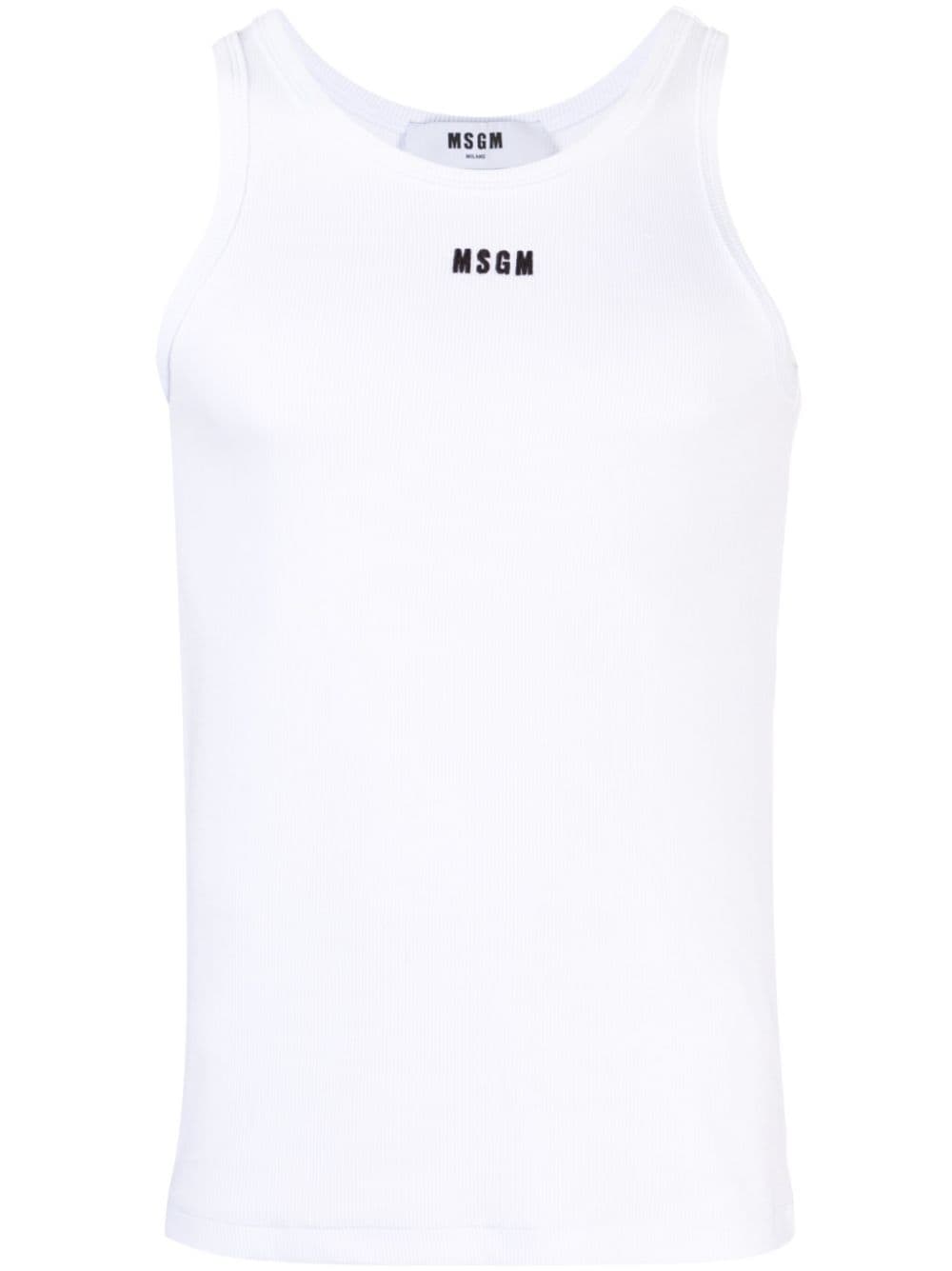 MSGM embroidered-logo ribbed tank top - White von MSGM