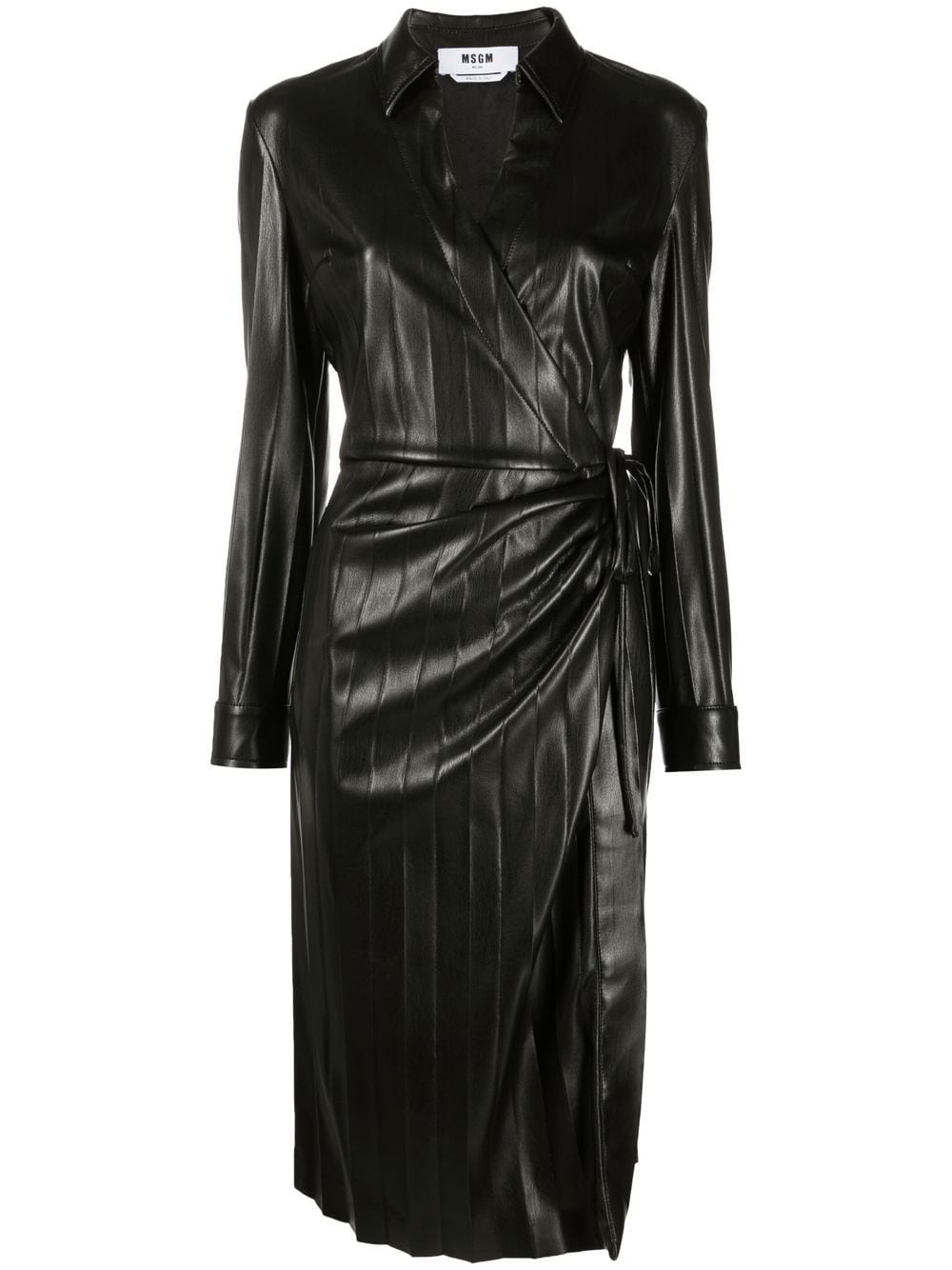 MSGM faux-leather pleated dress - Black von MSGM