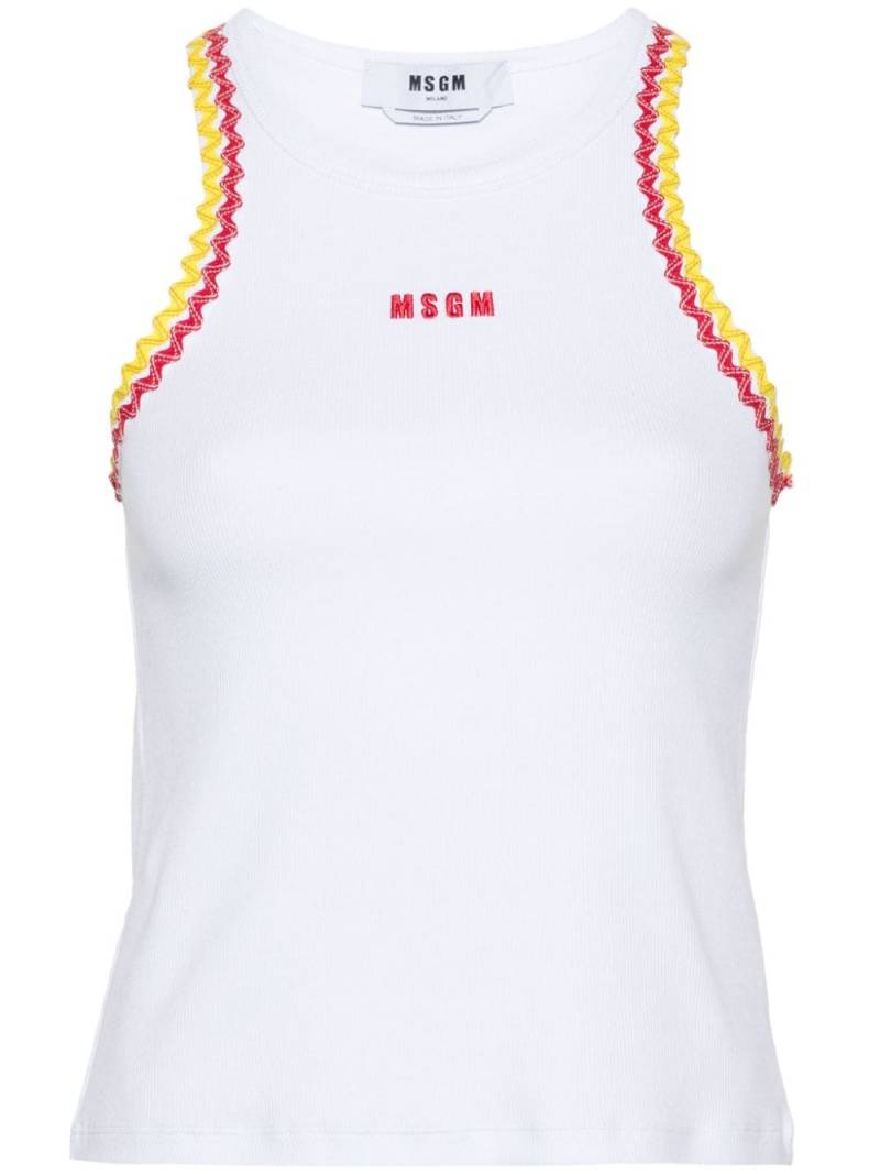 MSGM fine-ribbed tank top - White von MSGM