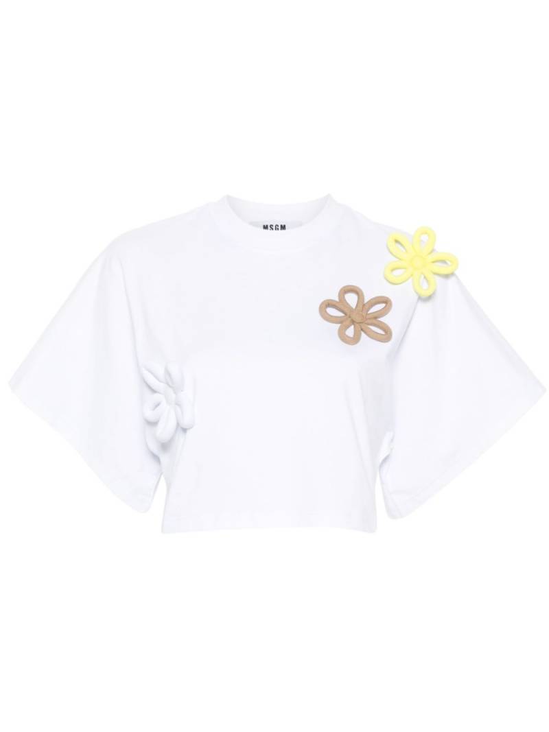 MSGM floral-appliqué cropped T-shirt - White von MSGM