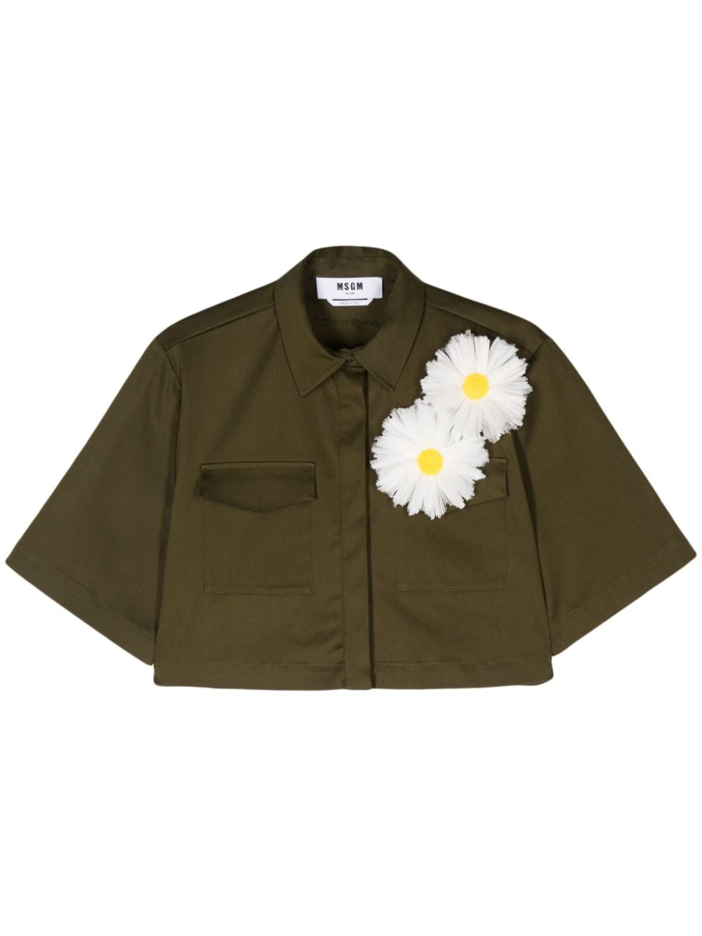 MSGM floral-appliqué cropped shirt - Green von MSGM