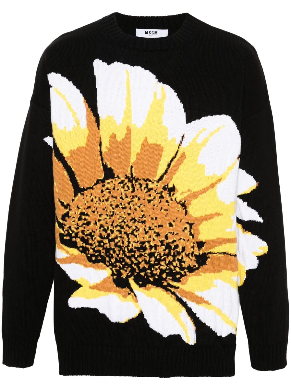 MSGM floral intarsia-knit jumper - Black von MSGM