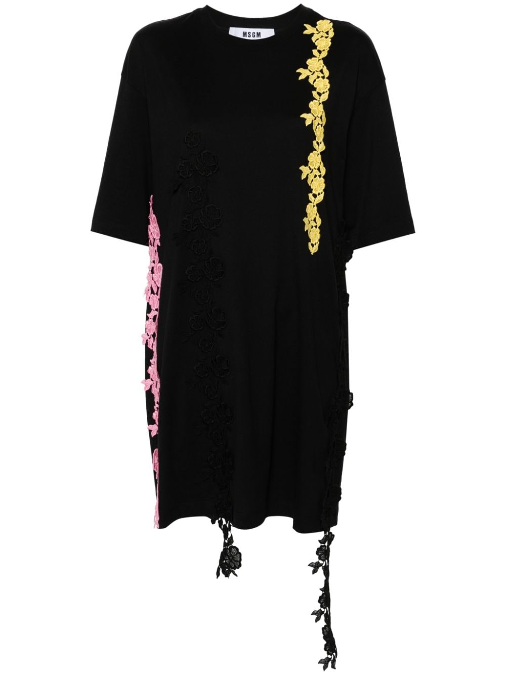 MSGM floral-lace mini T-shirt dress - Black von MSGM