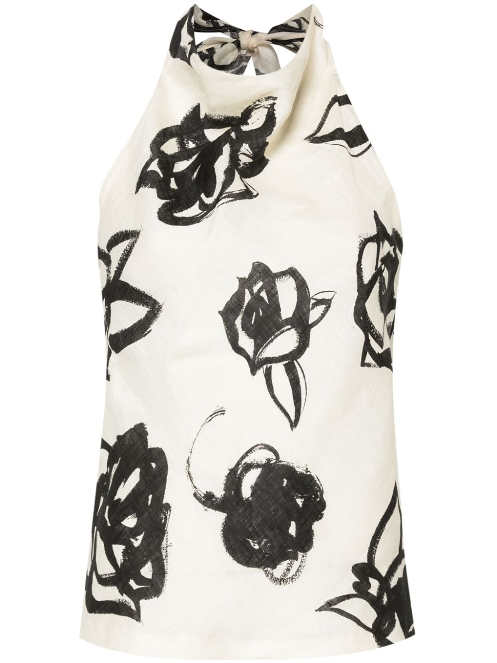 MSGM floral linen halterneck top - Neutrals von MSGM