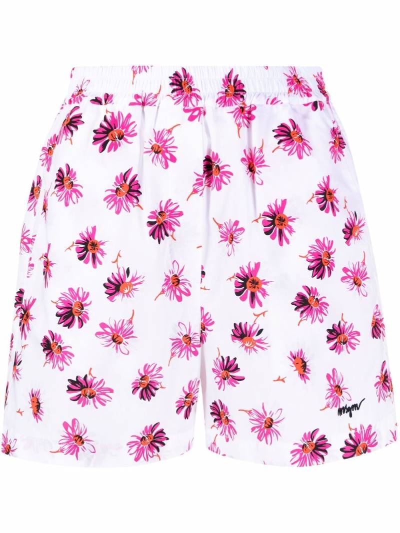MSGM floral-print cotton shorts - White von MSGM