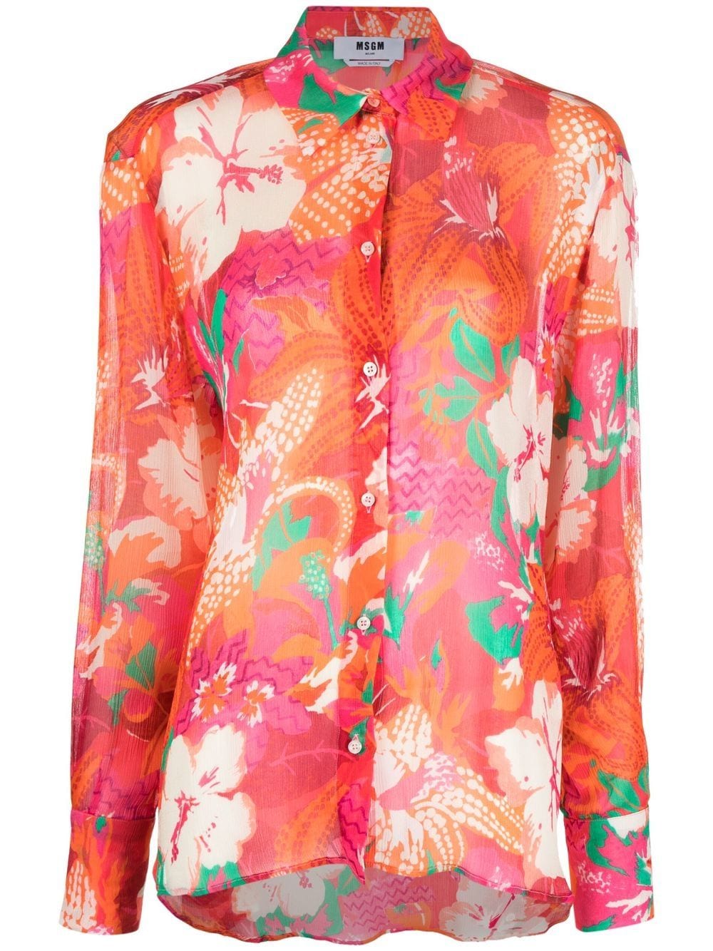 MSGM floral-print crepe shirt - Orange von MSGM