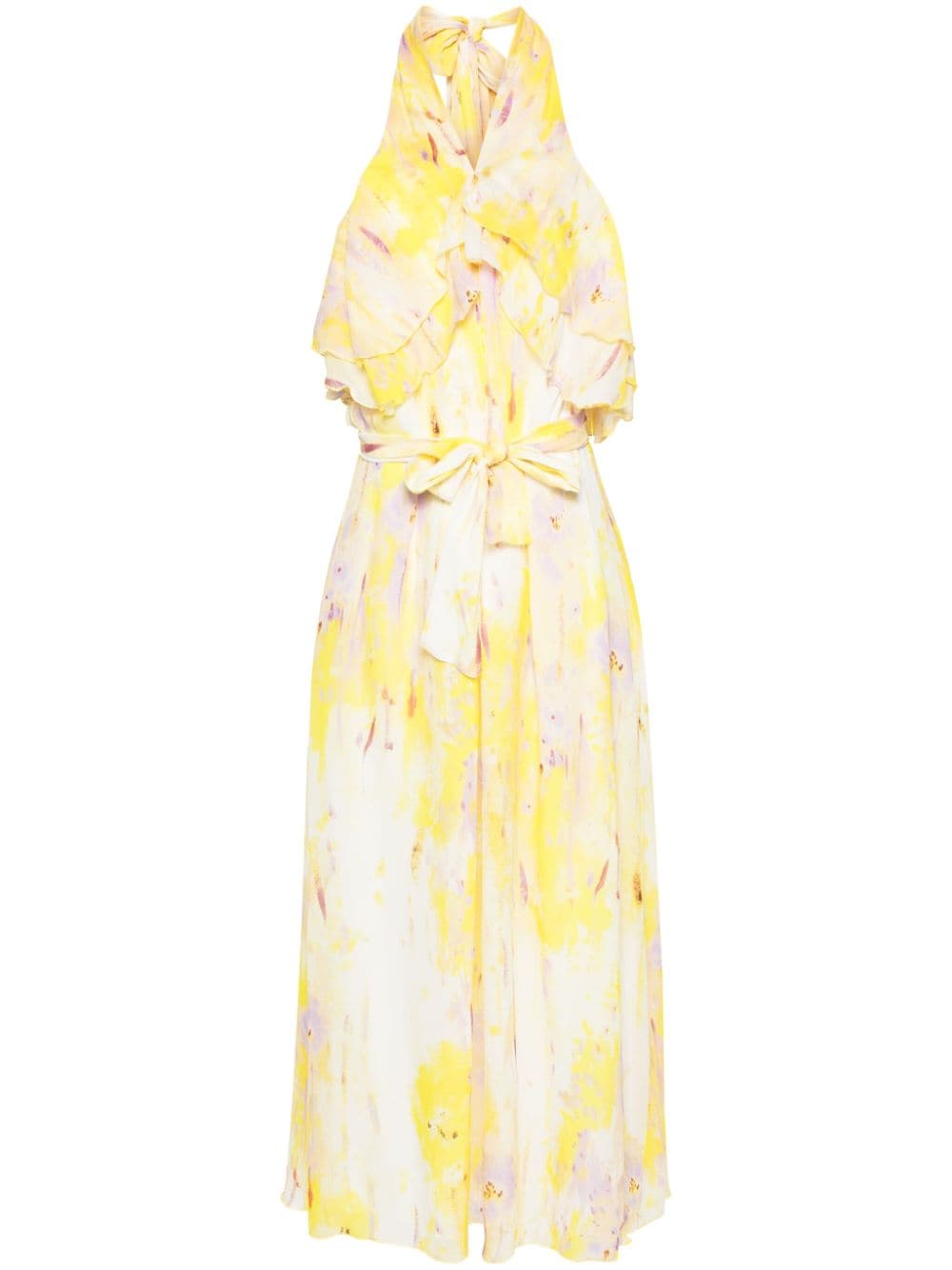 MSGM floral-print ruffled-detail dress - Yellow von MSGM