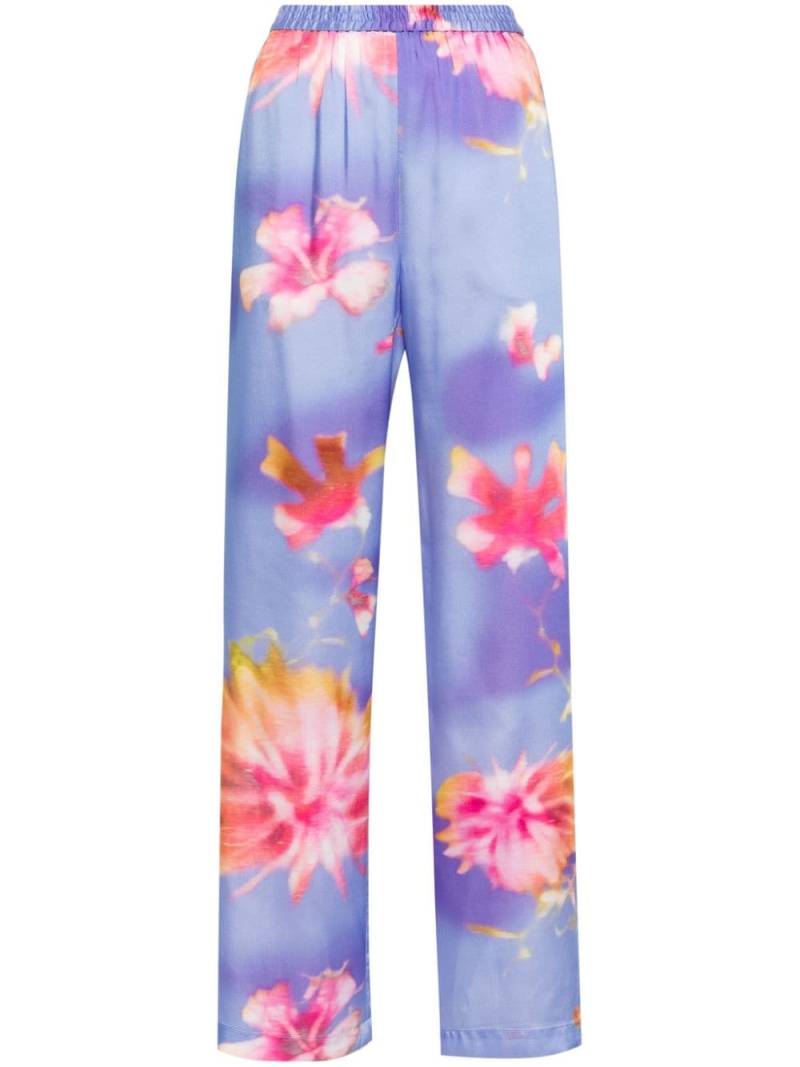 MSGM floral-print satin trousers - Purple von MSGM