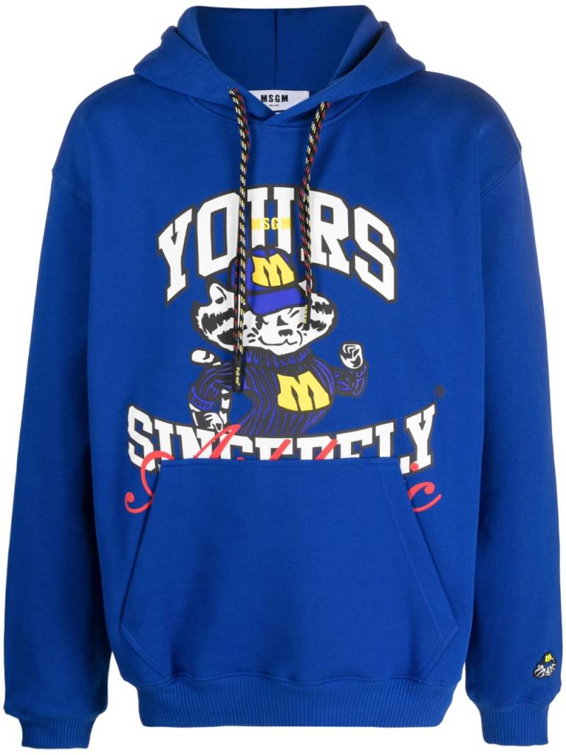 MSGM graphic-print cotton hoodie - Blue von MSGM