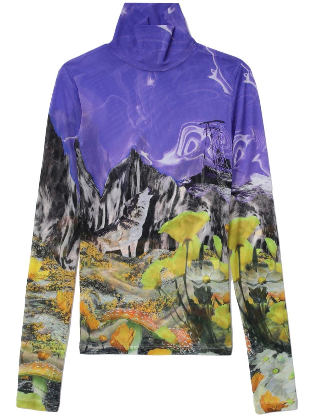 MSGM graphic-print high-neck top - Purple von MSGM