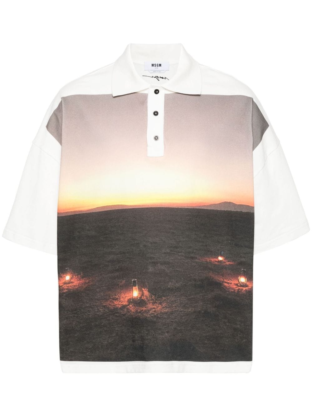 MSGM graphic-print polo shirt - White von MSGM