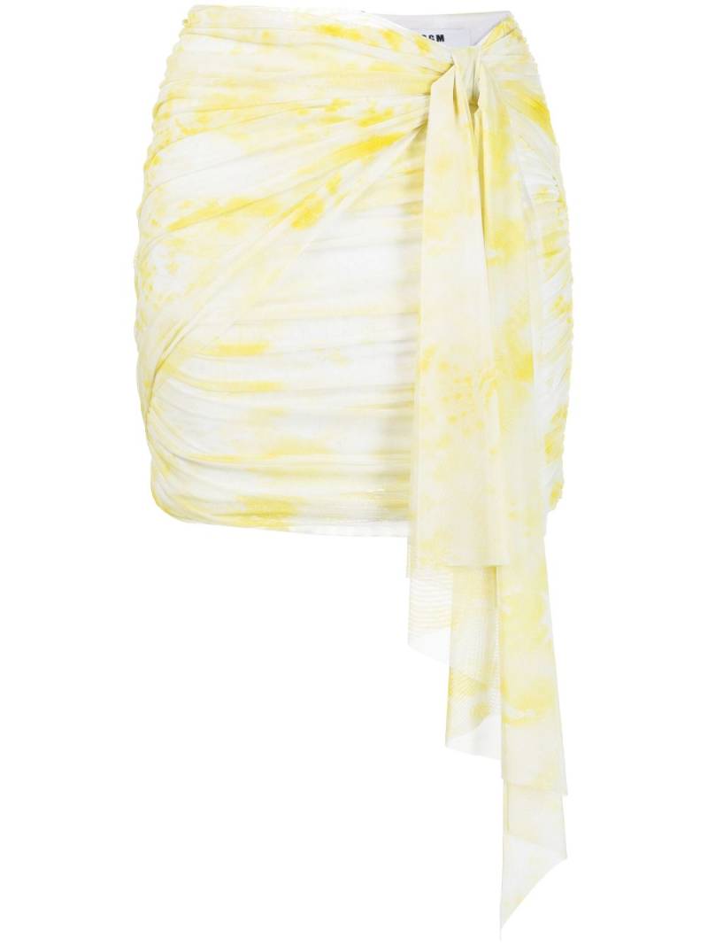 MSGM graphic-print ruched miniskirt - Yellow von MSGM