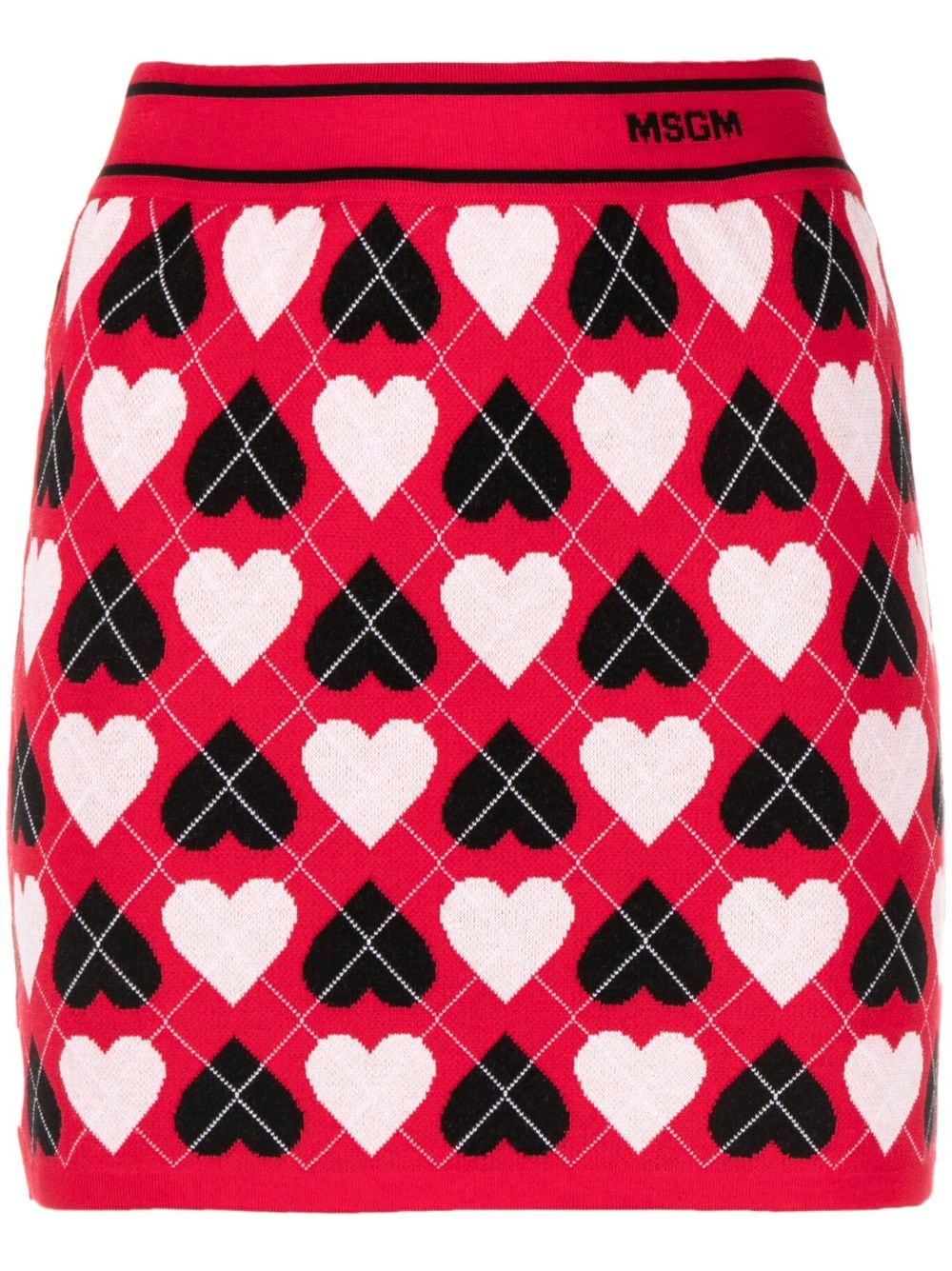 MSGM heart-print intarsia-knit skirt - Red von MSGM