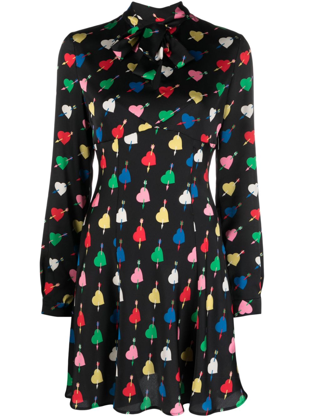 MSGM heart-print long-sleeved dress - Black von MSGM