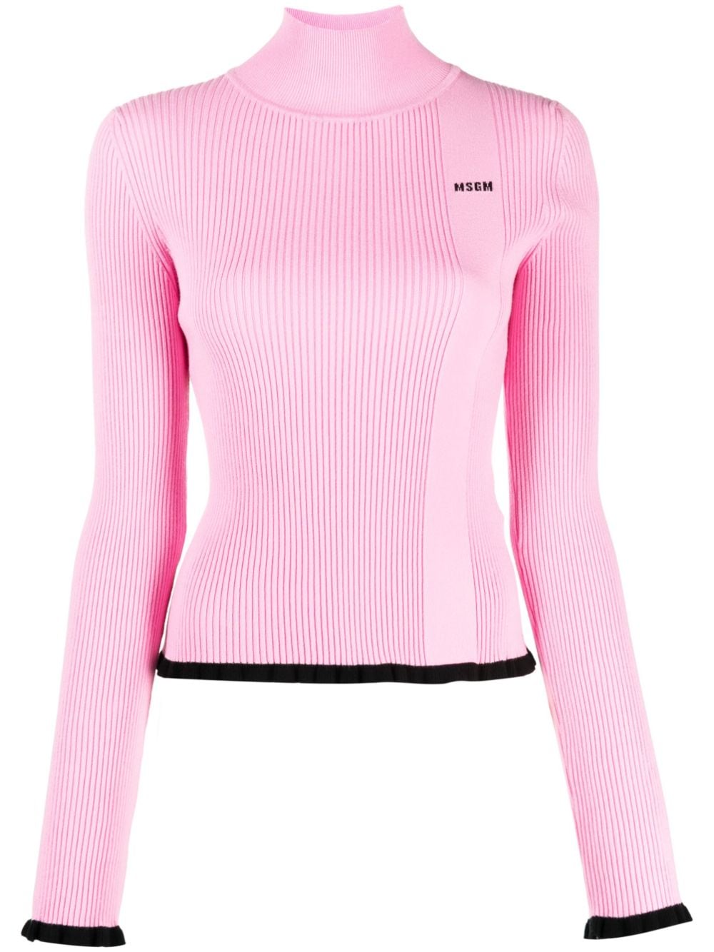 MSGM intarsia-knit logo ribbed knit jumper - Pink von MSGM