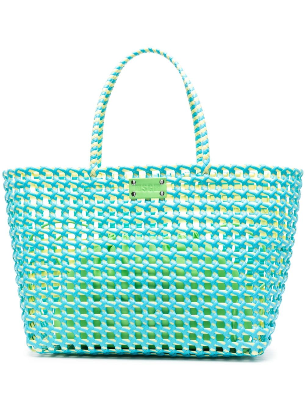 MSGM large Woven logo-patch tote bag - Blue von MSGM