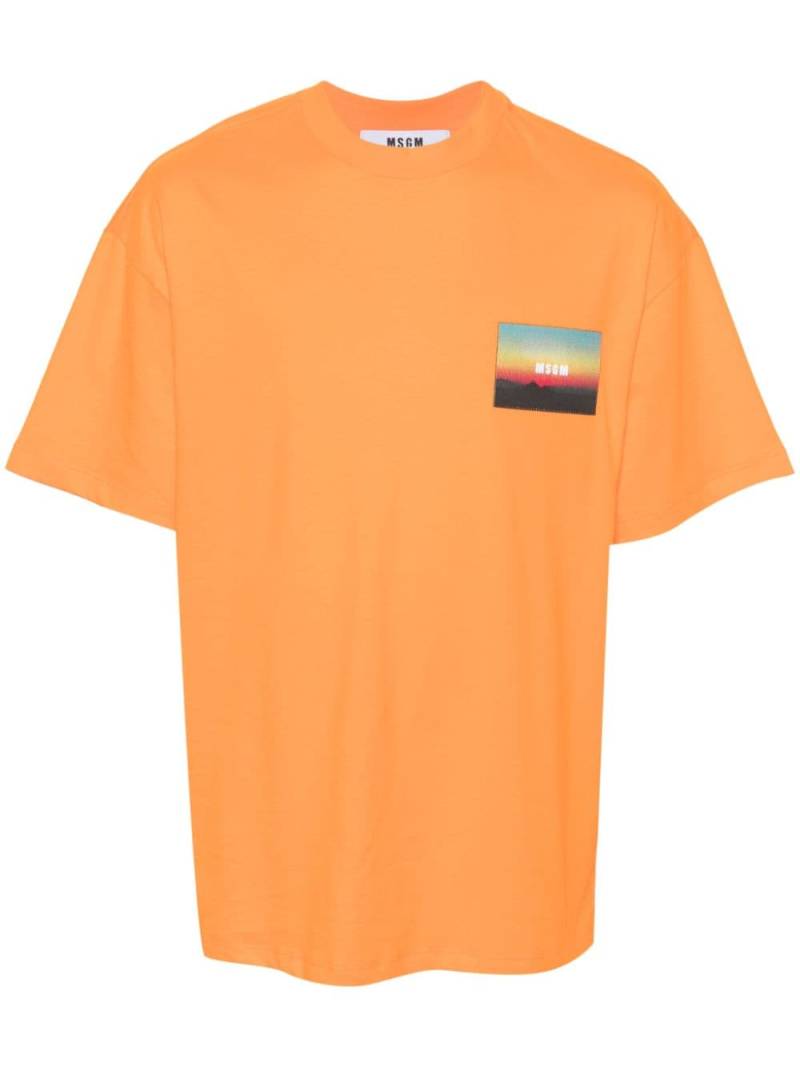 MSGM logo-appliqué cotton T-shirt - Orange von MSGM