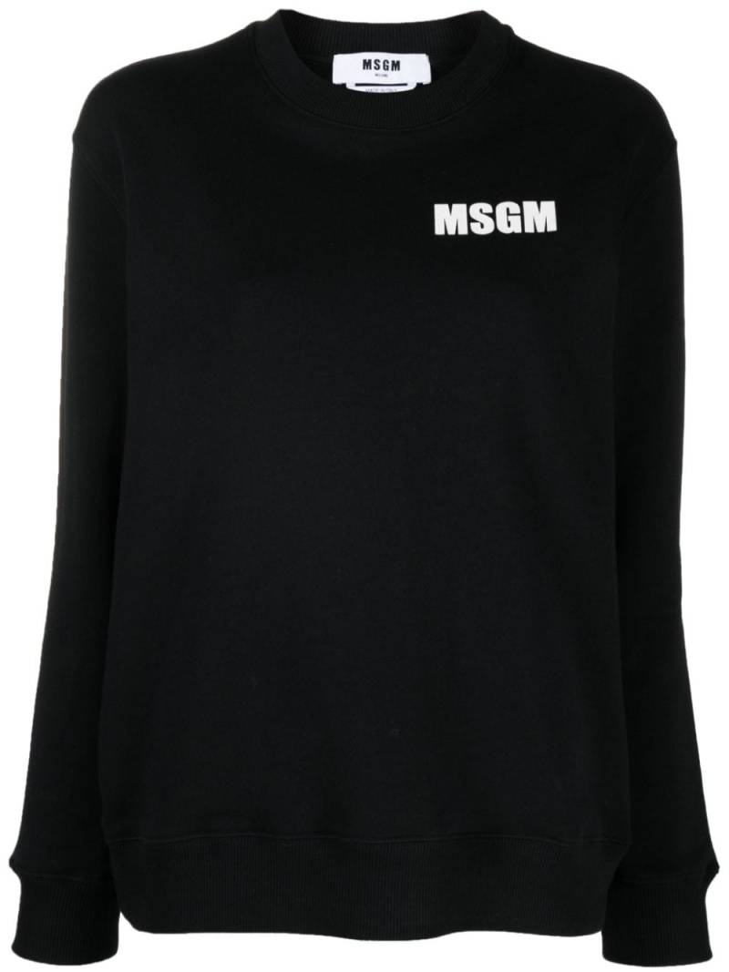 MSGM logo-appliqué cotton sweatshirt - Black von MSGM