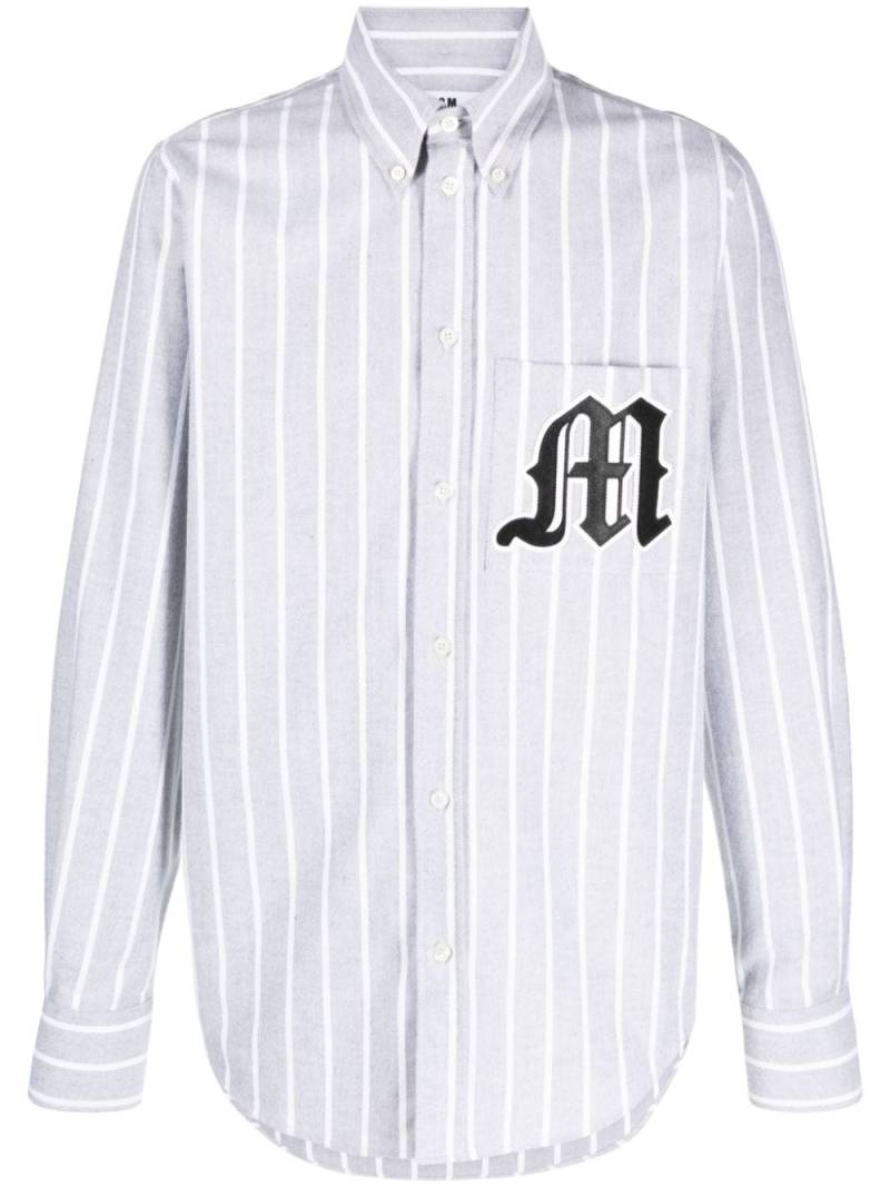 MSGM logo-appliqué striped cotton shirt - Grey von MSGM