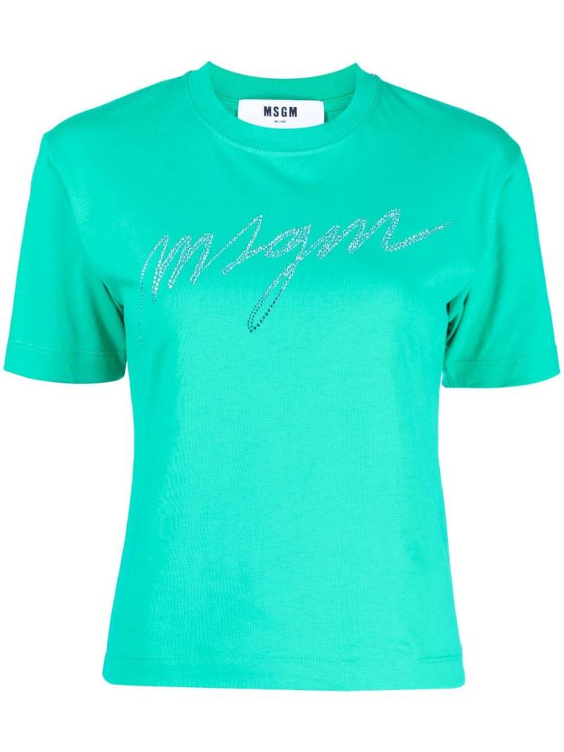 MSGM logo-embellished cotton T-shirt - Green von MSGM
