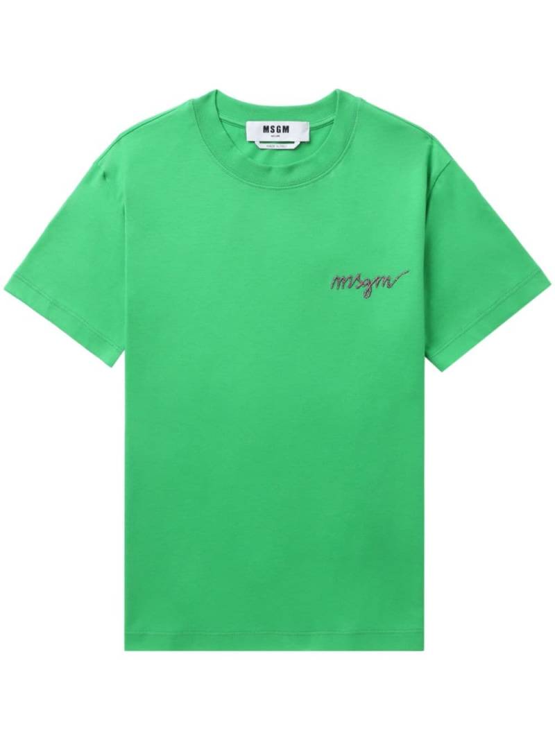 MSGM logo-embroidered cotton T-shirt - Green von MSGM
