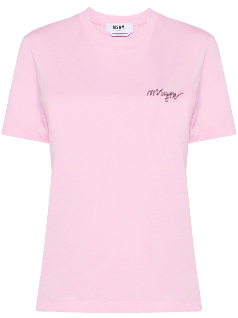 MSGM logo-embroidered cotton T-shirt - Pink von MSGM