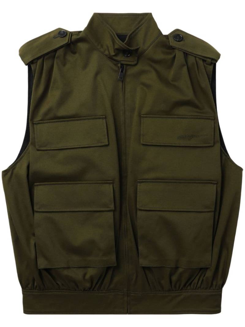 MSGM logo-embroidered cotton gilet - Green von MSGM