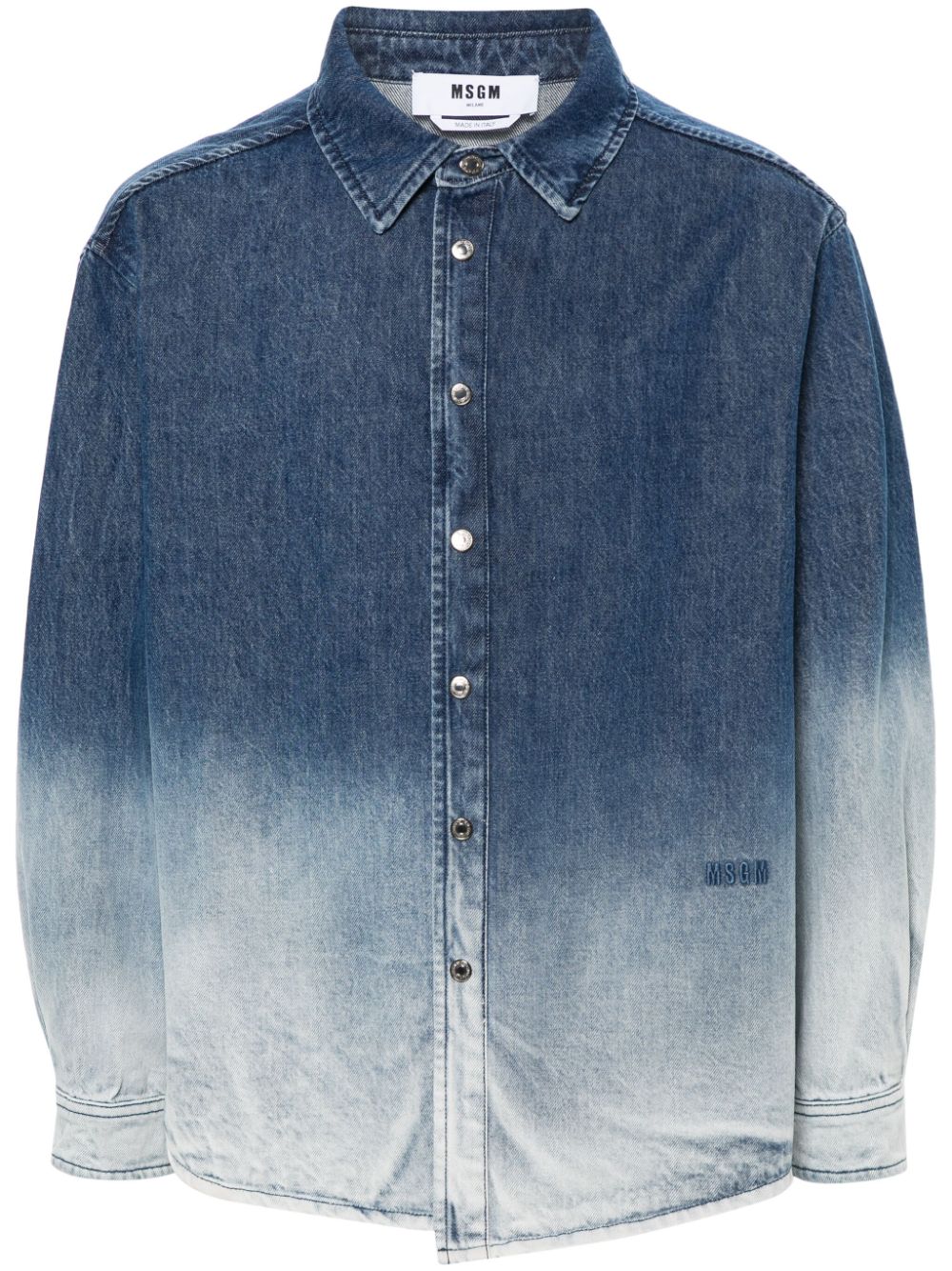 MSGM logo-embroidered cotton shirt - Blue von MSGM