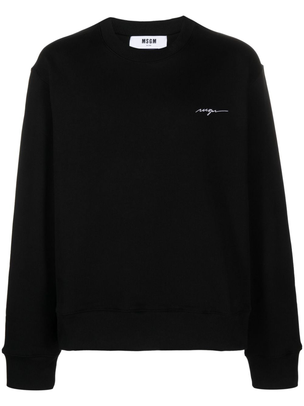 MSGM logo-embroidered cotton sweatshirt - Black von MSGM