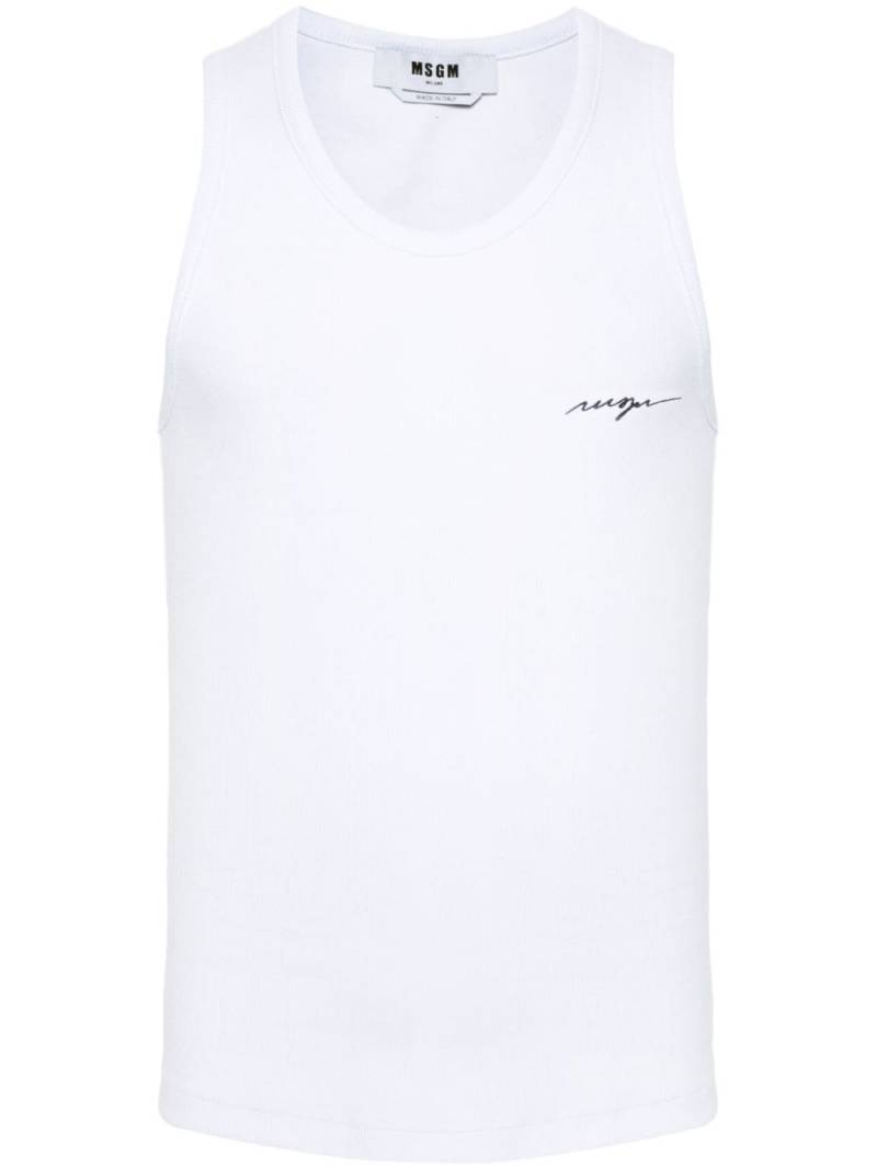 MSGM logo-embroidered cotton vest - White von MSGM