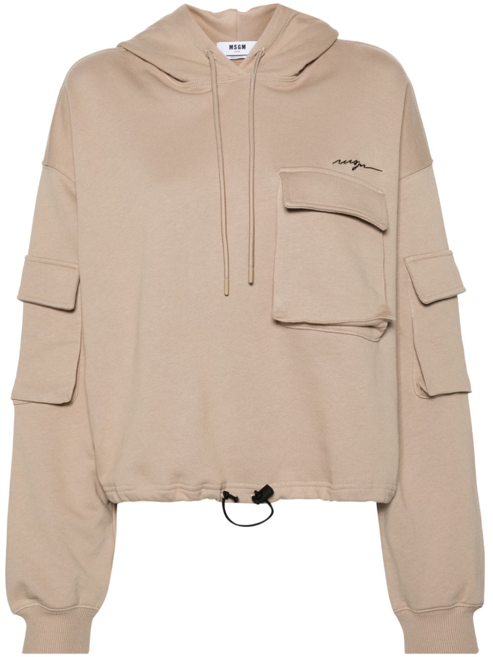 MSGM logo-embroidered cropped hoodie - Neutrals von MSGM