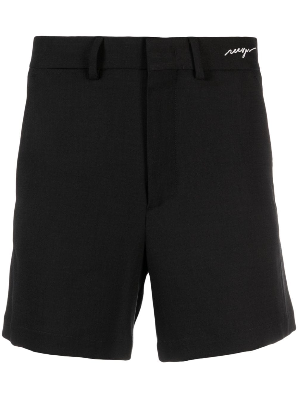 MSGM logo-embroidered mid-rise shorts - Black von MSGM
