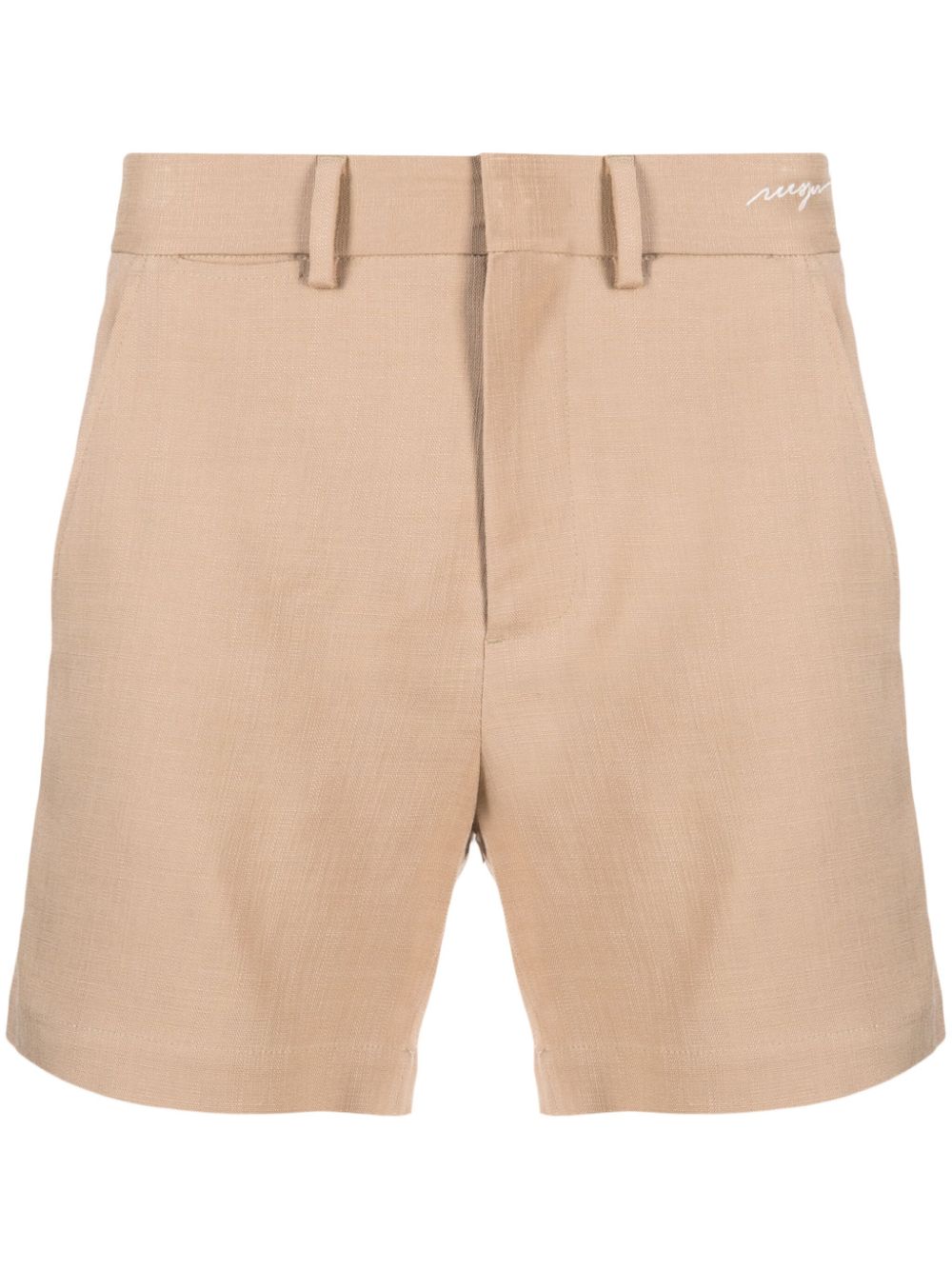 MSGM logo-embroidered mid-rise shorts - Neutrals von MSGM