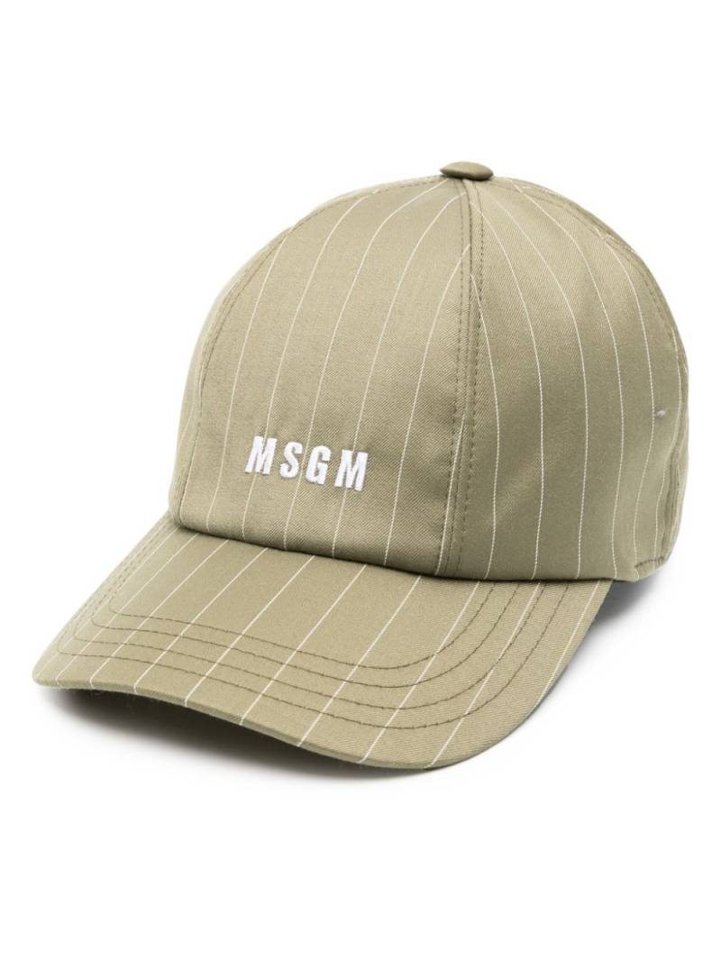 MSGM logo-embroidered pinstriped cap - Green von MSGM