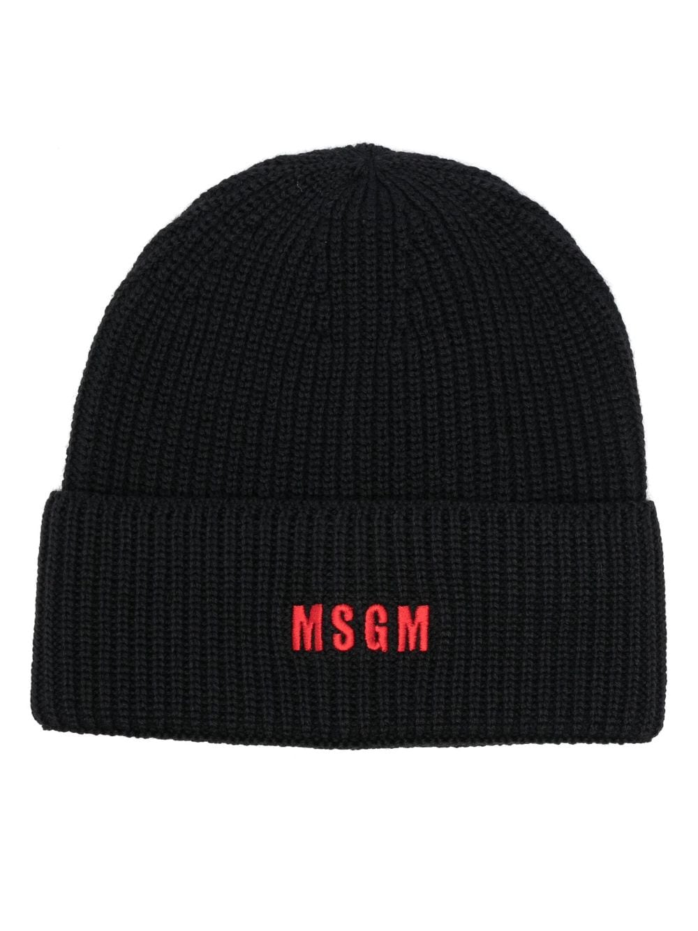 MSGM logo-embroidered ribbed-knit beanie - Black von MSGM