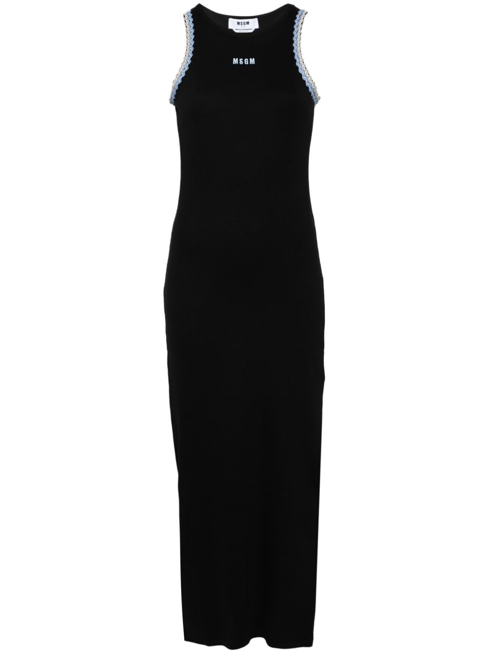 MSGM logo-embroidered ribbed maxi dress - Black von MSGM