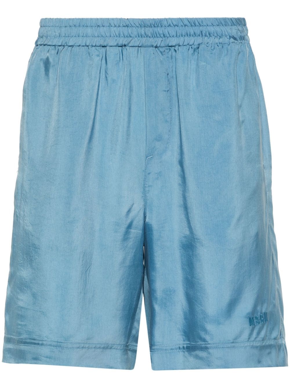 MSGM logo-embroidered satin shorts - Blue von MSGM